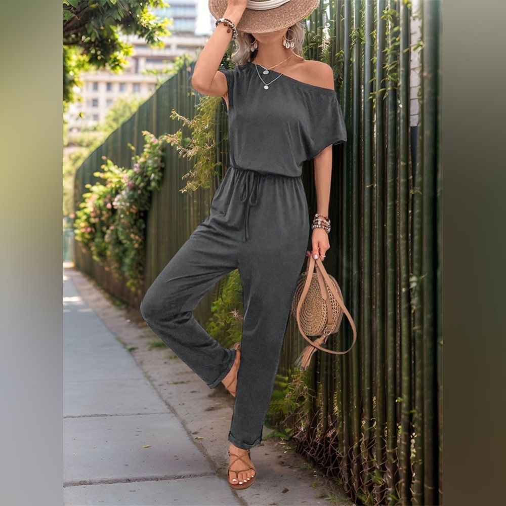 Casual Summer Comfort Drop Shoulder Jumpsuit - Picture 1 of 4